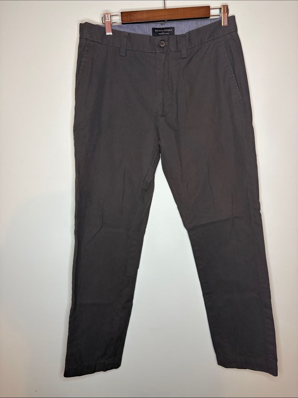 Banana Republic Mens Emerson Chino Pants 33x32 Sharp Grey Straight Fit